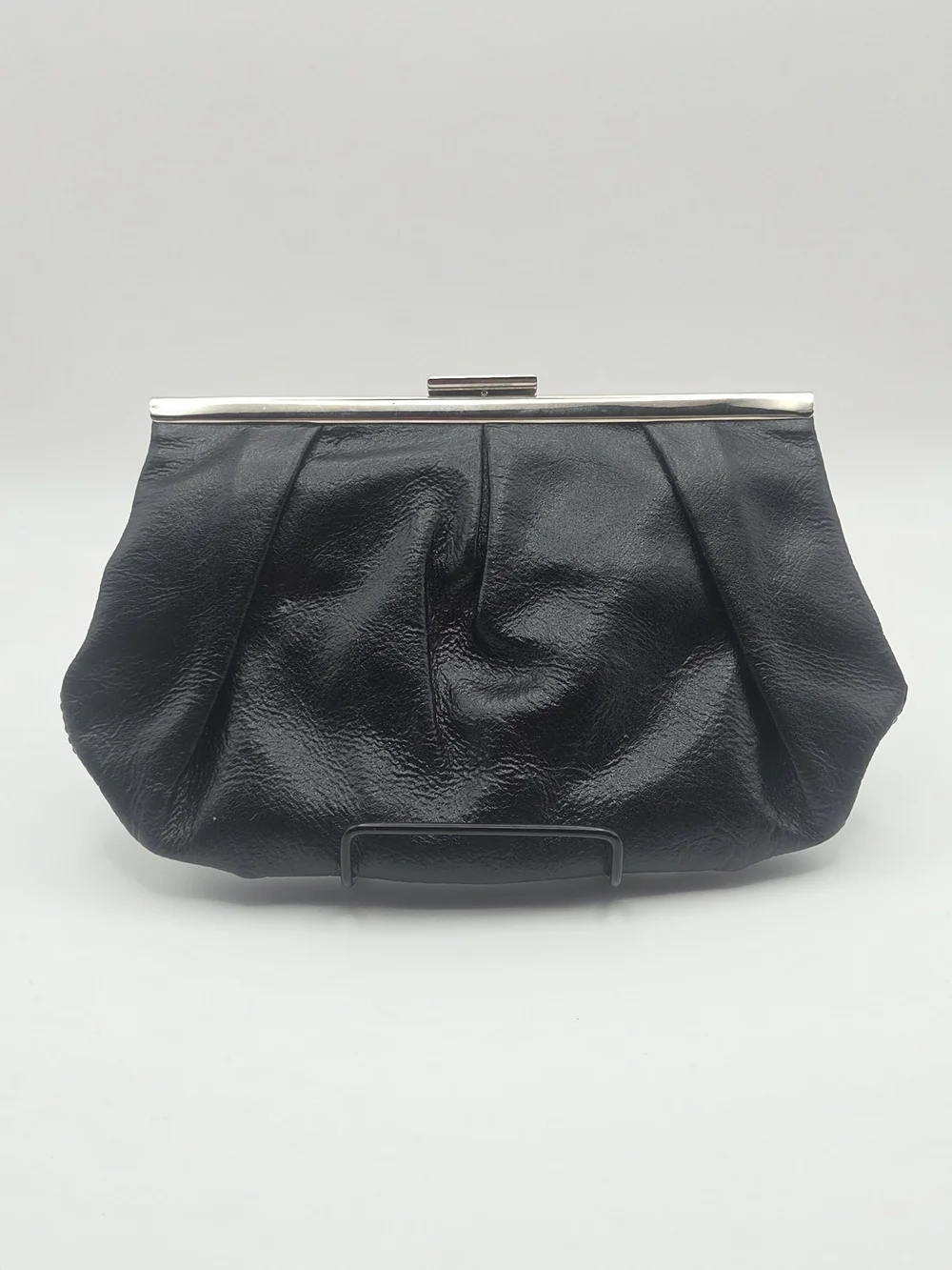 Banana Republic Black Pebbled Leather Frame Clutch Bag
